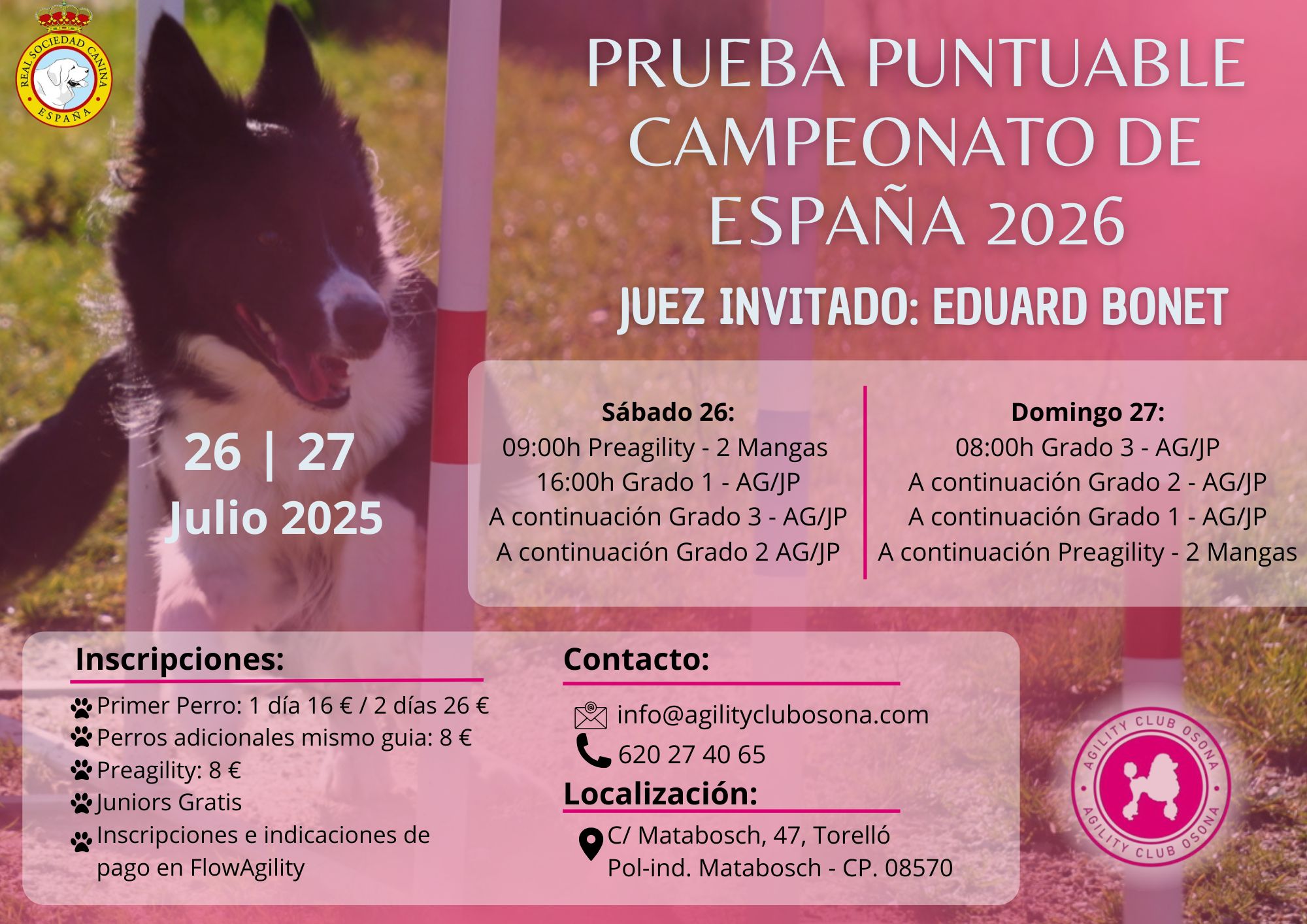 Cartel prueba Abril Agility Club Osona